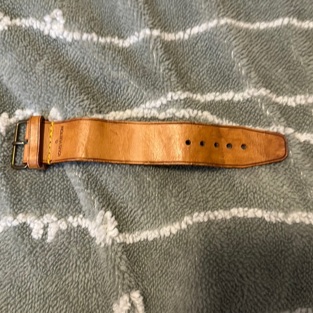 Louis Vuitton Tan Leather Belt Strap with Brass Buckle